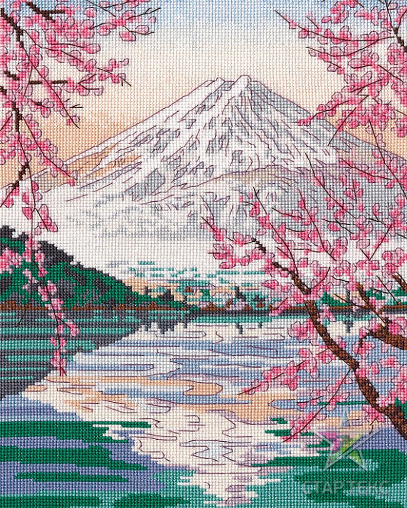1-Набор для вышивания ОВЕН Фудзияма и озеро Кавагути