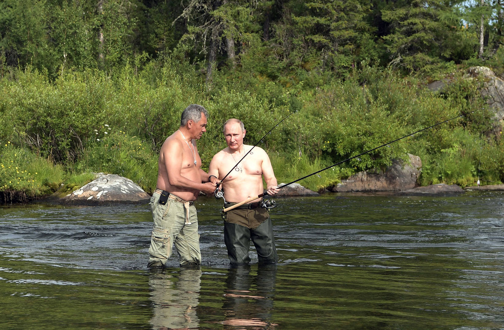 Путин, Шойгу, рыбалка