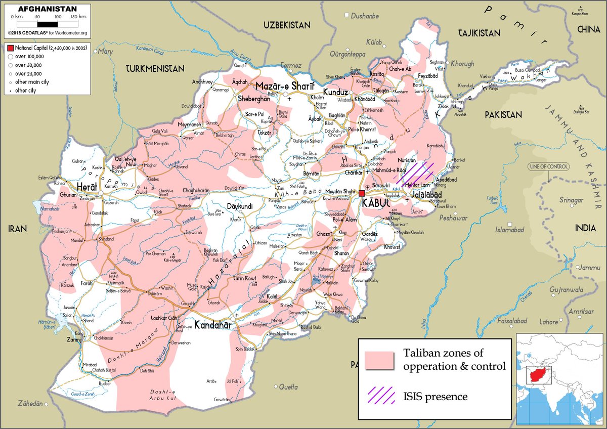 Зона контроля Талибана на начало марта 2021