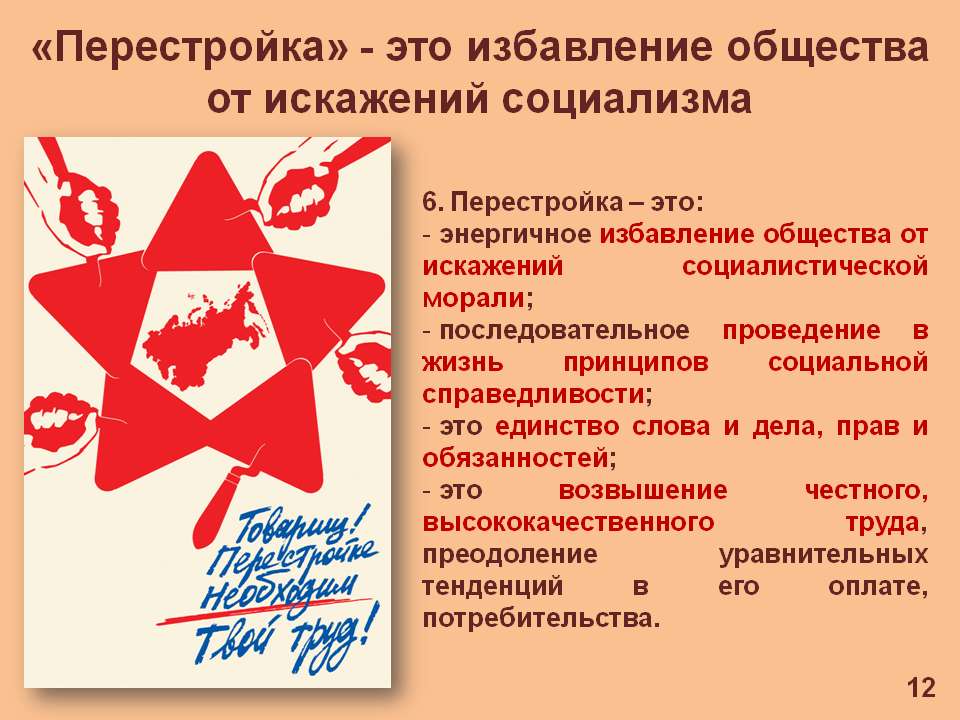 Слайд12 История России. Политика гласности