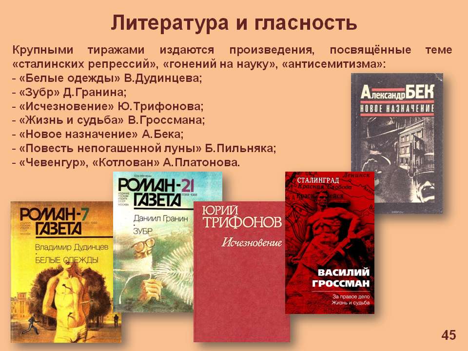 Слайд45 История России. Политика гласности