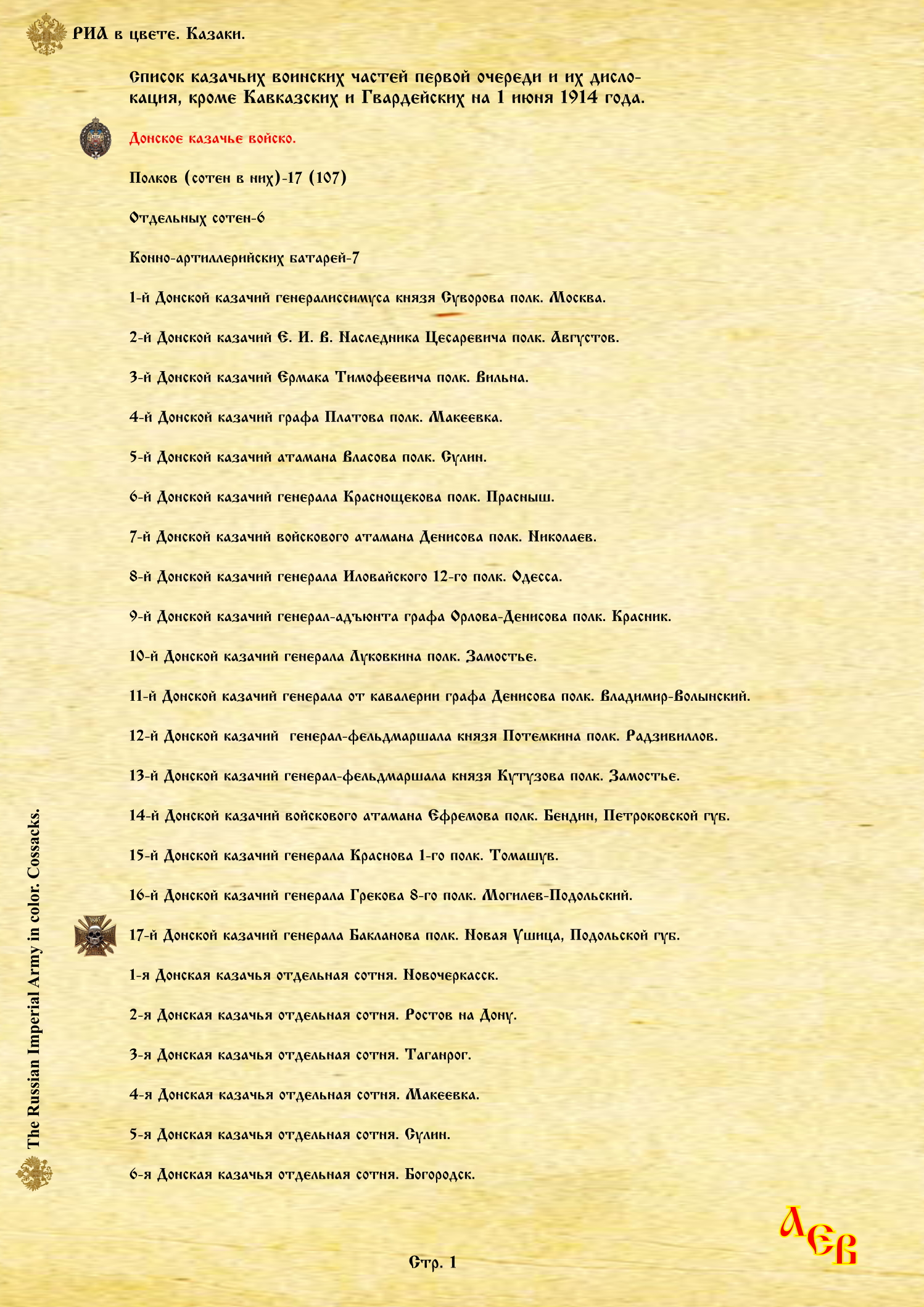 Список Каз . П. Стр. 1
