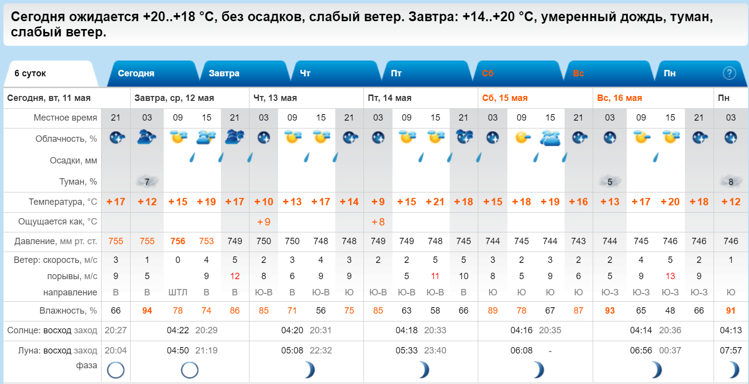 Погода рп5 рубцовск на 10 дней