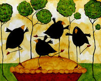 apple-pie-crow-bird-blackbird-raven-wildlife-animal-whimsical-folk-debi-hubbs-art-debi-hubbs