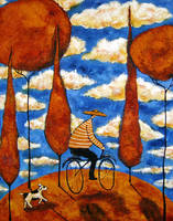 autumn-bike-ride-dog-terrier-man-italian-whimsical-folk-debi-hubbs-children-art-debi-hubbs