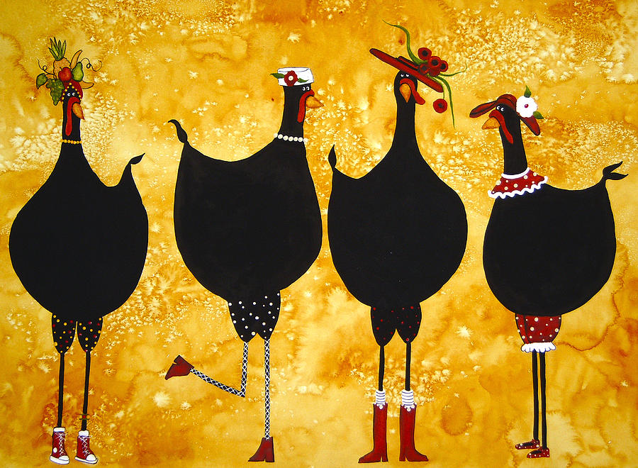 hubbs-art-folk-prints-country-farm-funny-fowls-black-chickens-chicken-fashion-debi-hubbs