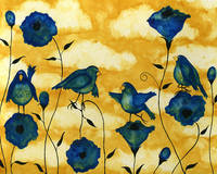 hubbs-art-folk-prints-whimsical-debi-hubbs-blue-birds-flowers-floral-poppies-debi-hubbs