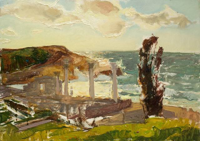 Hersonissos.-View-of-the-basilica.-Wind.-Oil-on-canvas-2015-35х50