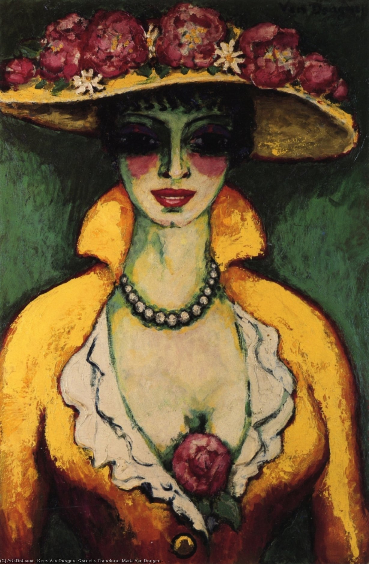 Kees van dongen cornelis theodorus maria van dongen -woman with flowered hat