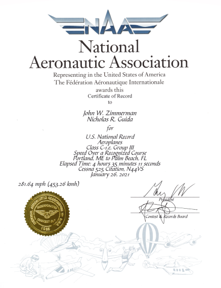 National Aeronautics Association awards record to Tamarack Aerospace ...