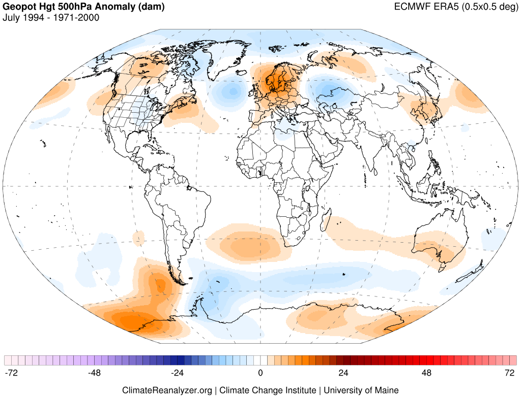 Июль1994 АномалияГпт(ECMWF)