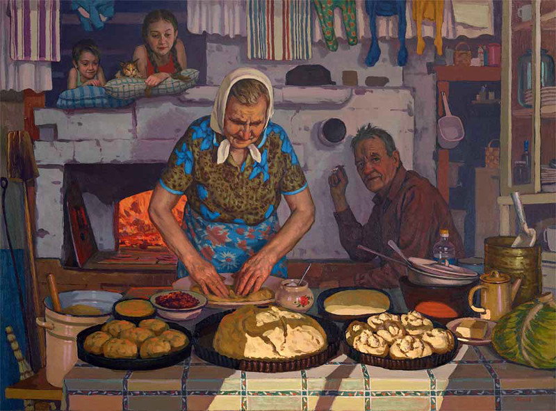 Художник Попов Павел Петрович. Бабушкины пирожки. 2014 г.