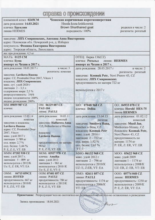 Бруклин род ЛПХ Смирновских