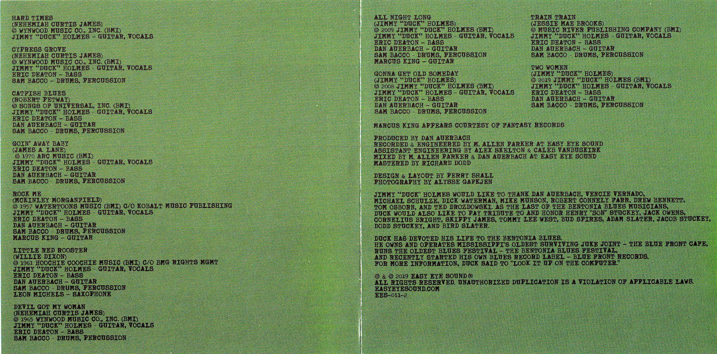 Jimmy Duck Holmes - Cypress Grove - Insert Rear1