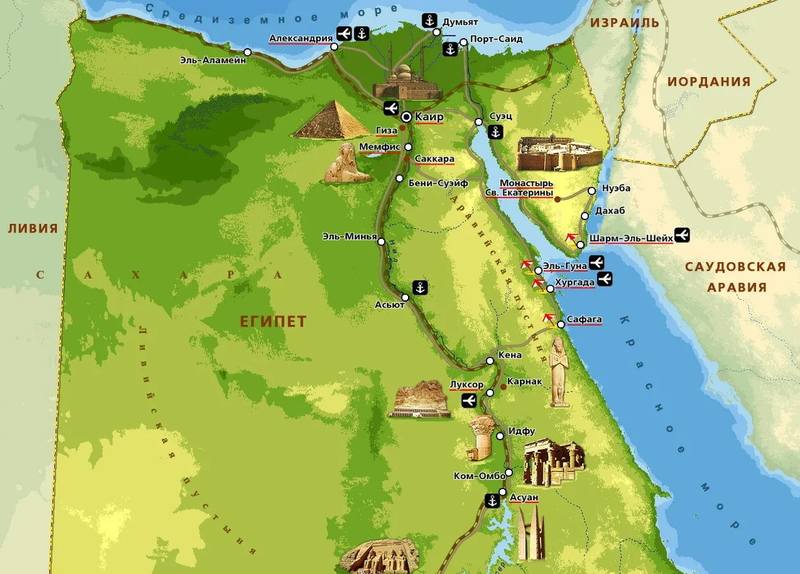 Курорты египта на карте