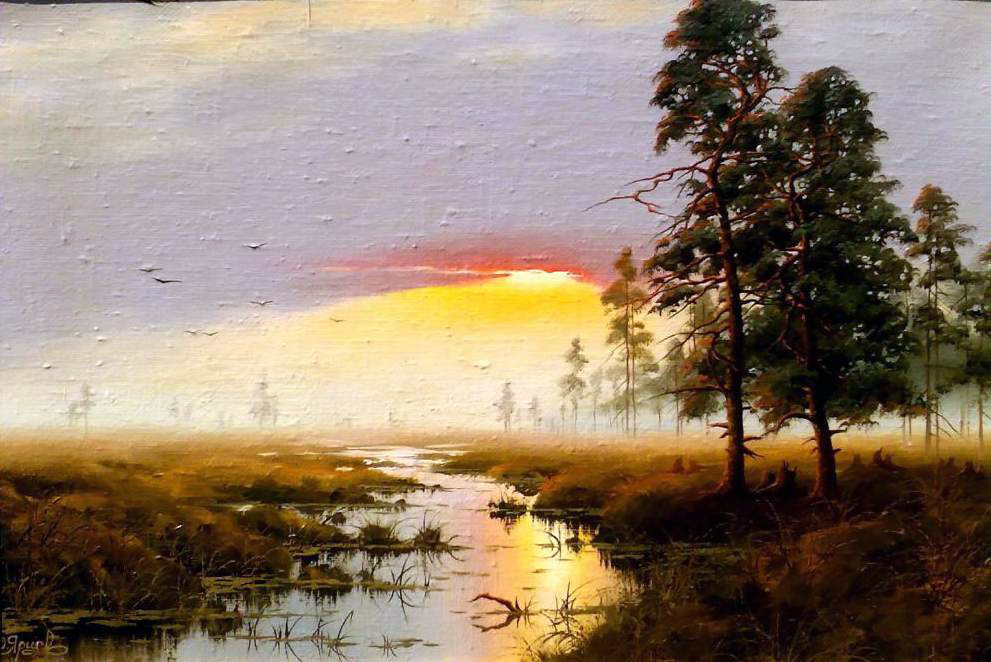 Ярцев Юрий. Закат на болоте.