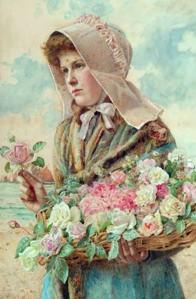 Kate Sadler. «A flower girl upon the shore», 1880-1894...