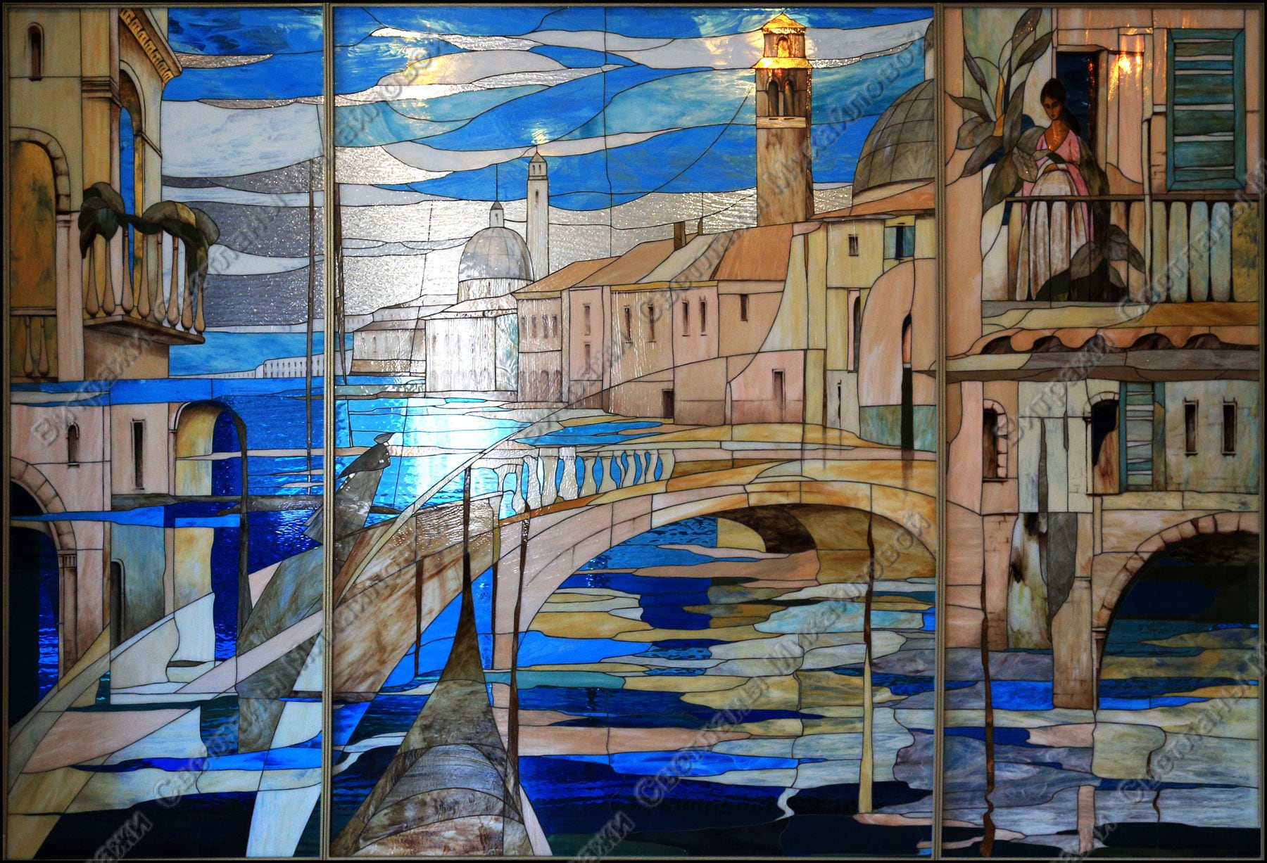 венецианский витраж. витражный город. шаблон для витража город. городской витраж. витраж городской пейзаж.
