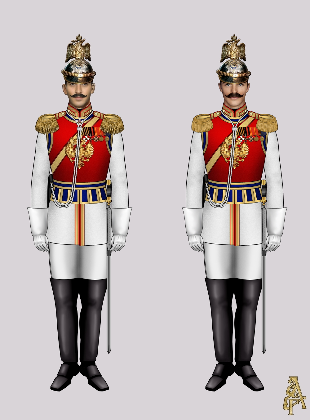 Придворная форма Лейб-гвардии Конного полка (Рис. 1, 2)