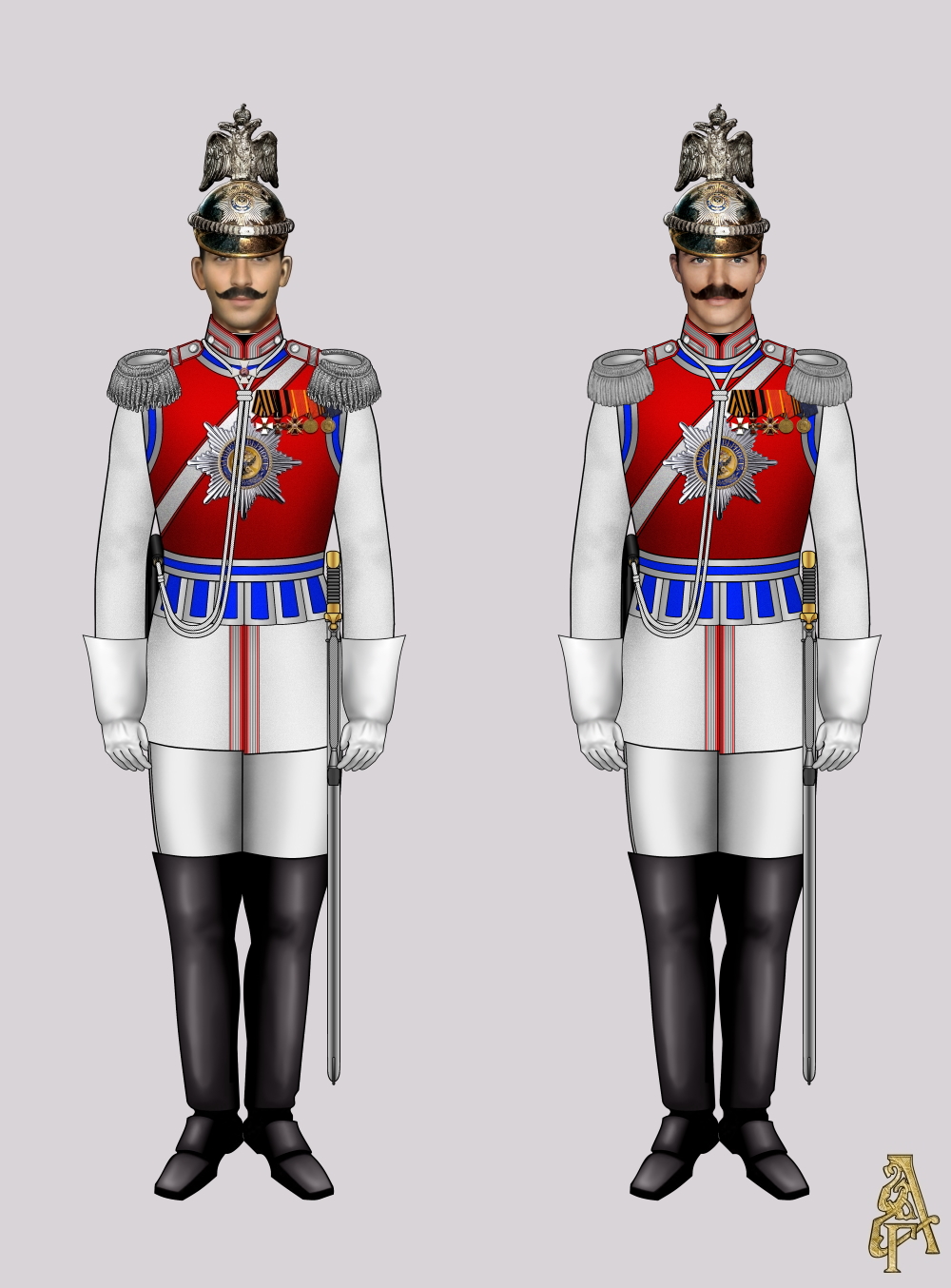 Придворная форма Кавалергардского Ее ИВ полка (Рис. 1, 2)
