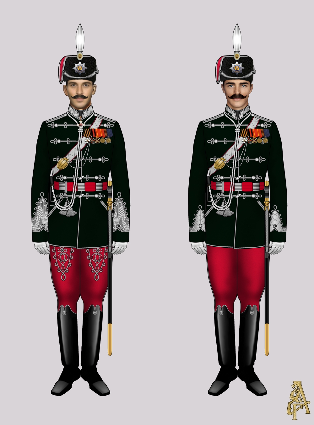 Парадная форма Лейб-гвардии Гродненского гусарского полка (рис. 1, 2)
