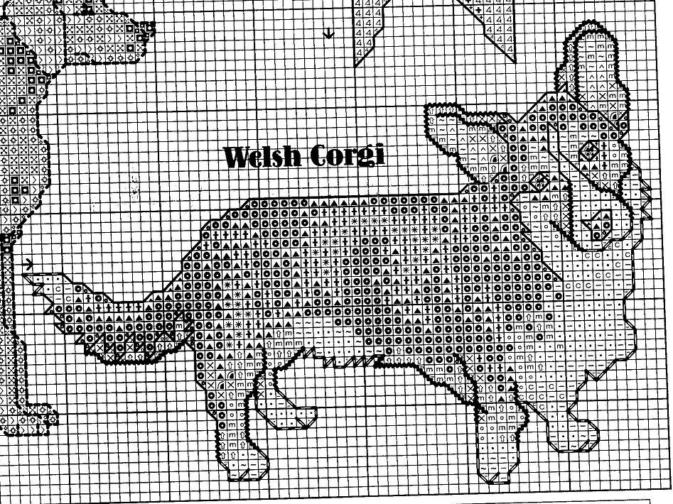 Корги из бисера схема крестиком