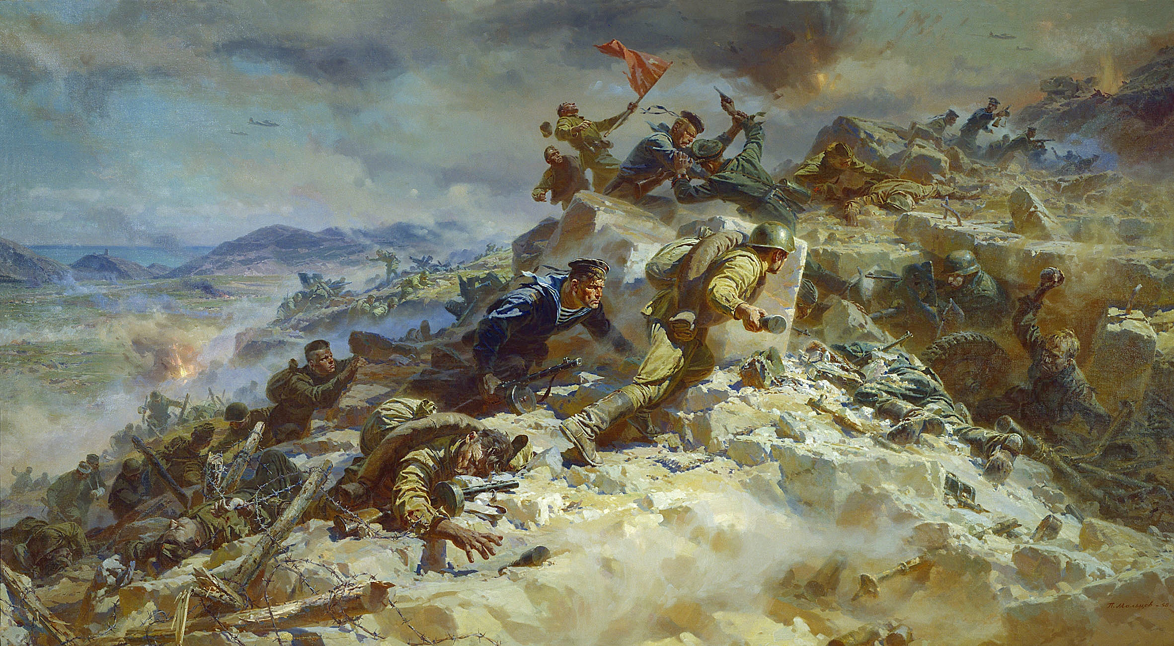 Картинки про велико отечественную войну. Штурм сапун-горы картина. Мальцев штурм сапун-горы картина.